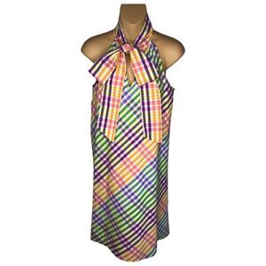 J.Crew Colorful Gingham Tie Sleeveless Shift Dress Size 0